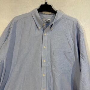 Old Navy Blue Denim Long Sleeve Button Shirt Men's 2XL Preppy Casual Office